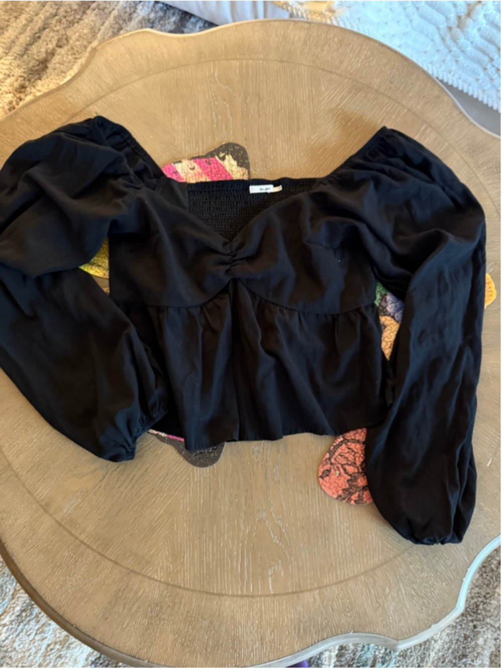 Ambiance Black Long Sleeve Blouse Women's Large